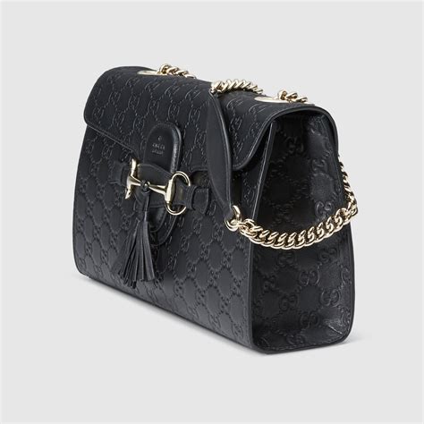 gucci emily shoulder bag black|Gucci handbag guccissima.